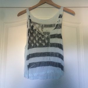 brandy Melville light blue American flag crop.