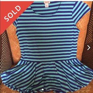 Blue striped peplum shirt