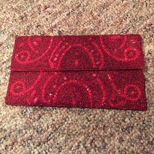 Red Beaded Clutch