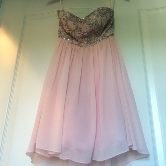 homecoming light pink, silver lace styled dress - Picture 1 of 3