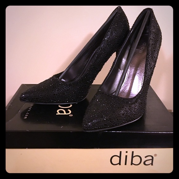Black Sequin Diba Pumps