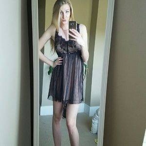Black and nude/light pink lace dress
