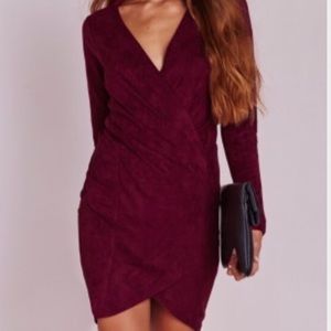 Missguided burgundy faux suede dress