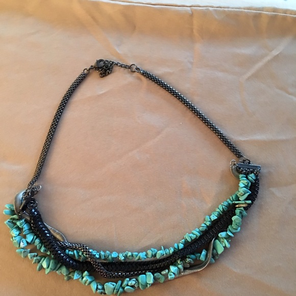 Turquoise chain necklace multi strand necklace