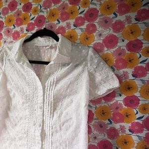 St. John's Bay- White Polka Dot Shirt