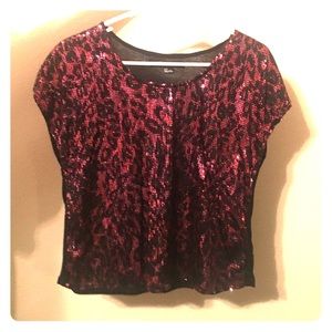 Sparkly pink cheetah print blouse