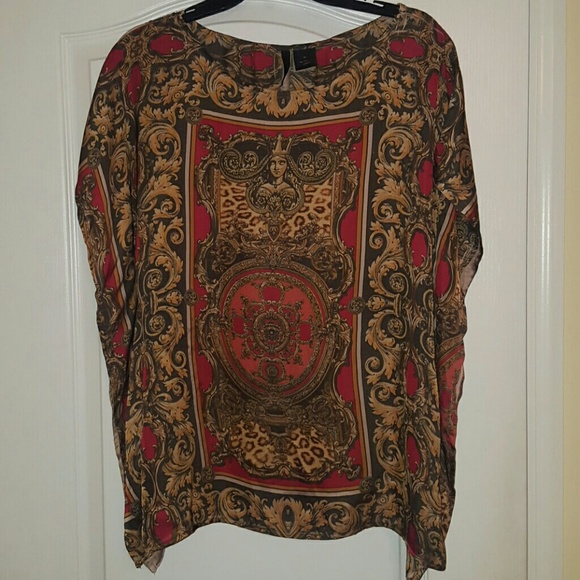 New Direction gold and red blouse