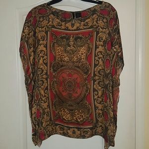 New Direction gold and red blouse