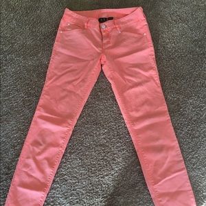 Skinny neon orange denim