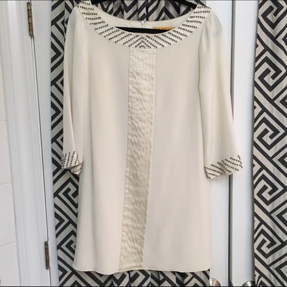 Tuxedo inspired satin shift dress with Studs