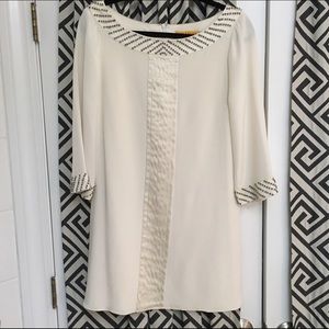 Tuxedo inspired satin shift dress with Studs