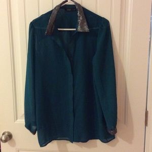 Apt 9 Dark Teal Shirt with Metallic Accents