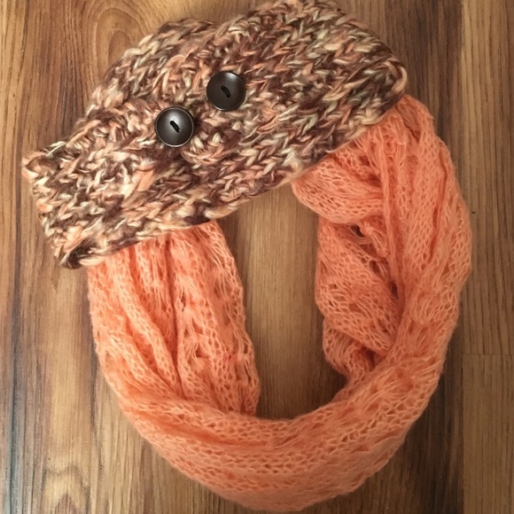 Knit Infinity Scarf with Knit Headband