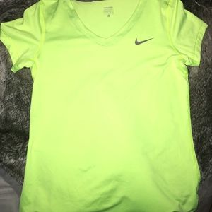 Neon yellow short sleeved Nike Dri-Fit