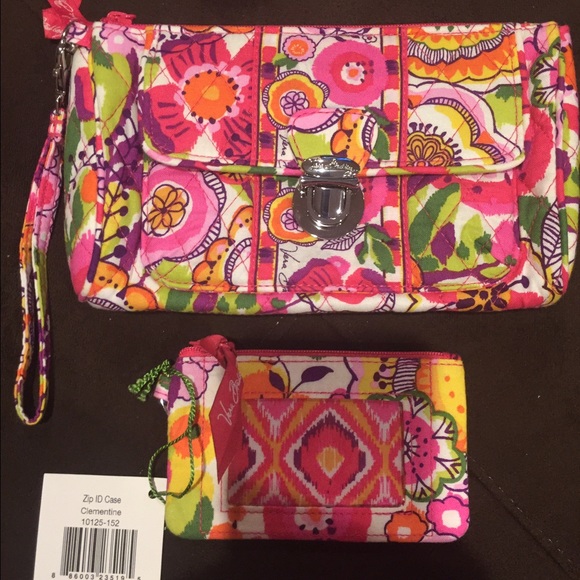 Vera Bradley zip id/pushlock wristlet
