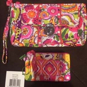 Vera Bradley zip id/pushlock wristlet