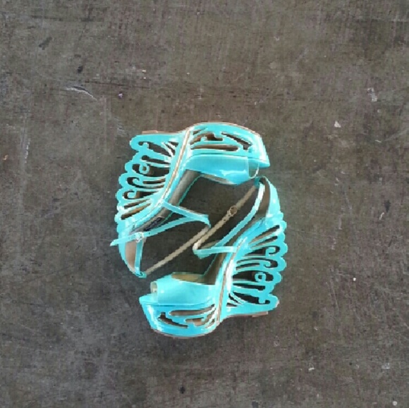 Hand Painted Wedge cut out Heels