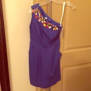 Shoshanna beaded one shoulder dress