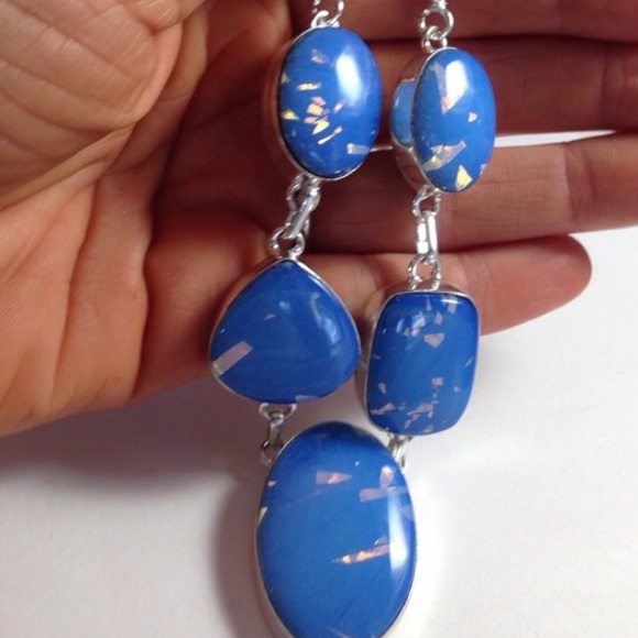 💯% 925 Sterling Silver Dichroic Opal necklace 💙 - Picture 2 of 4