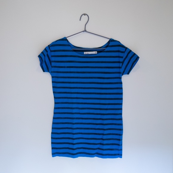 Madewell Stripe Tee Blue with Black stripe - Picture 1 of 2