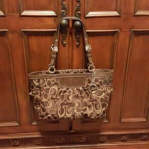 Rare Coach Mahogany Optic Signature Canvas Pleated