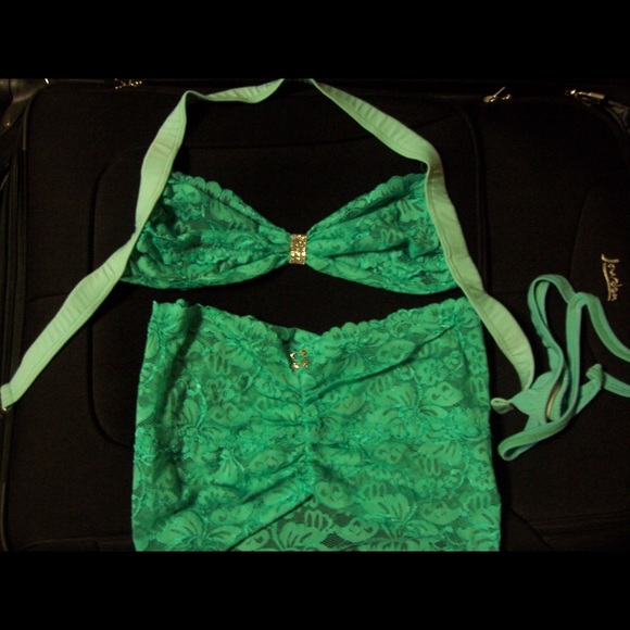 Green lace stripper outfit