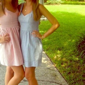 Seersucker blue/white dress