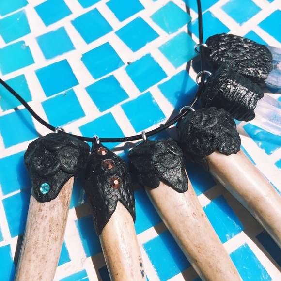 Clay on Antler Tip Pendant Necklace - Picture 2 of 2