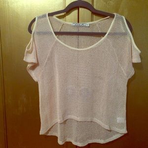 Chloe K open sleeve netted top