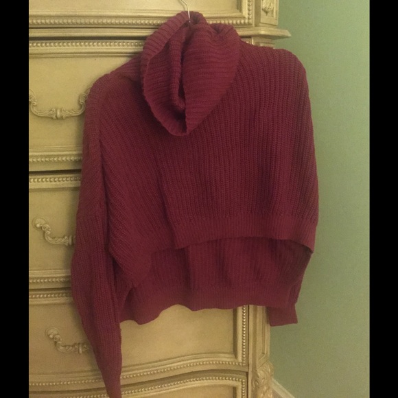 Nasty Gal Sweaters - Maroon cropped turtleneck sweaters