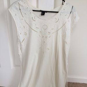 H&M cream shift dress with tie