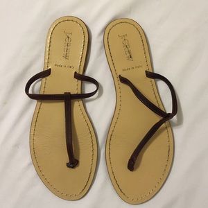 J. Crew Brown Leather Thong Sandal