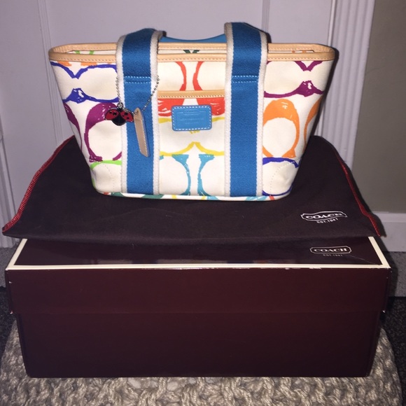 Coach Hampton Multi-Color Scribble Handheld Tote