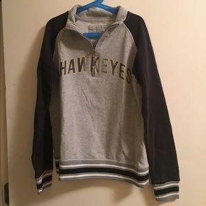 Hawkeye grey and black zip up pull over