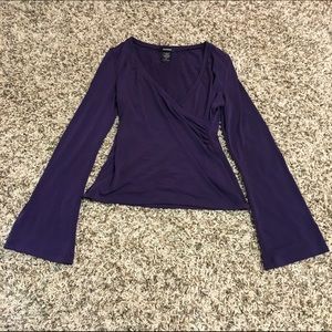Express Purple Faux Wrap Top