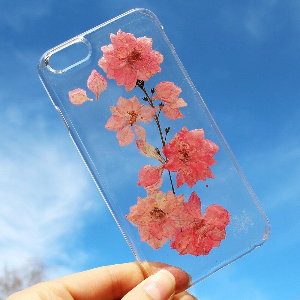 Handmade pressed dried flower phone case