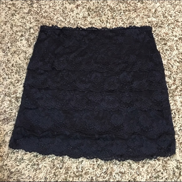 Black Lace Skirt with Scalloped Hemline