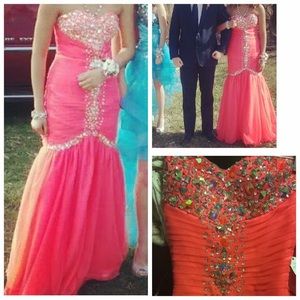 Coral Pink Prom Dress