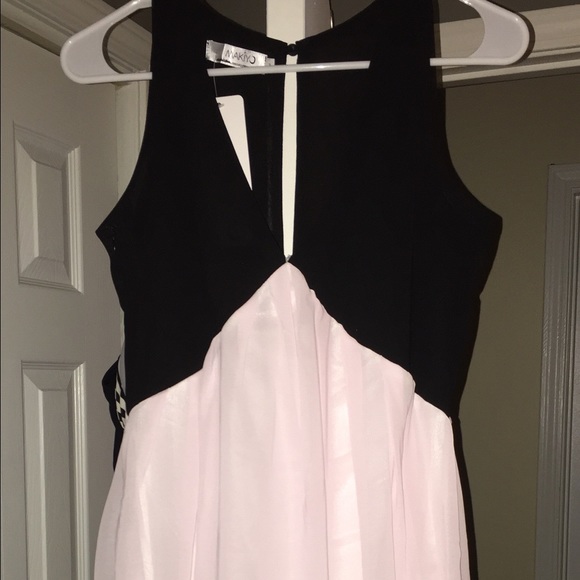 Black & pale pink baby doll dress