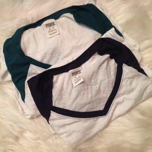 2 long sleeve v neck baseball tees