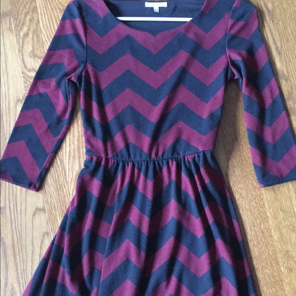 Burgundy and Navy Striped Dress