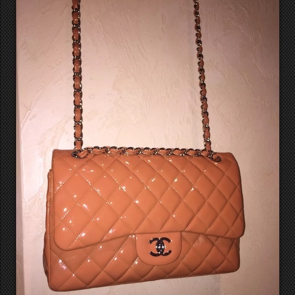 Chanel patent leather classic medium bag