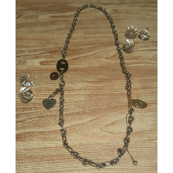 Juicy Couture Silver Long Chain Charm Necklace