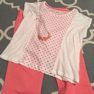 Maison Jules Poka-Dot Short Sleeve Top