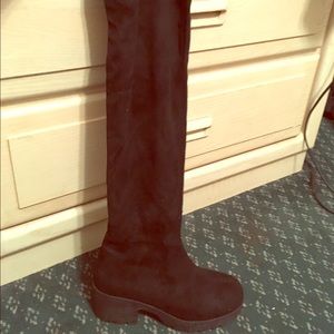 Over the knee black suede boots