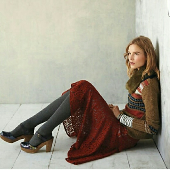 Anthropologie flowy lace skirt