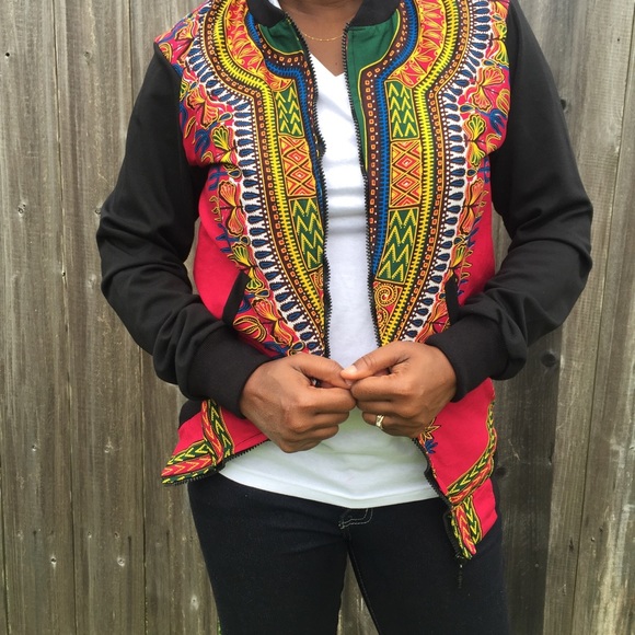 Ankara Dashiki Varsity Jacket - Picture 2 of 4