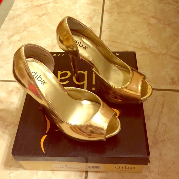 Gold high heels