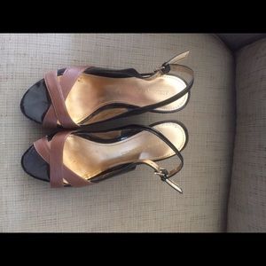 Black and brown sling back