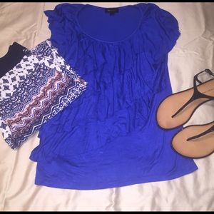 AB Studio Royal Blue Ruffle Shirt